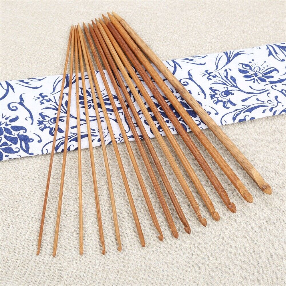 35cm Bamboo Carbonized Magic Afghan Crochet Hooks Double Tips Knitting Needles