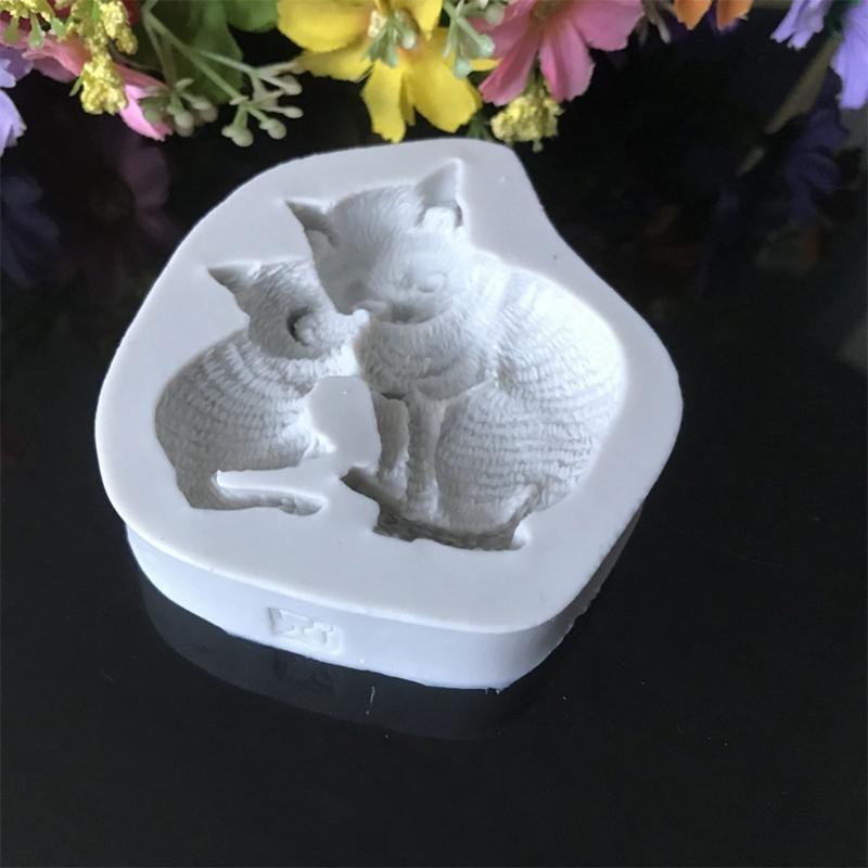 Cartoon Cat Cake Decoration Mould Baking DIY Chocolates Silicone Material Moulds