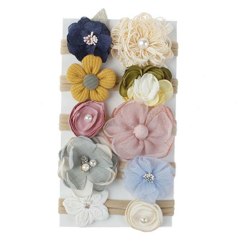 10pcs/lot Fashion Flower Baby Headband Super Soft Nylon Infant Baby Hair Band