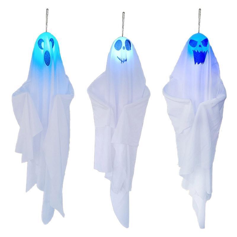 Halloween Ghost Pendant Led Light 3 Colors Changing Lamp Ornament