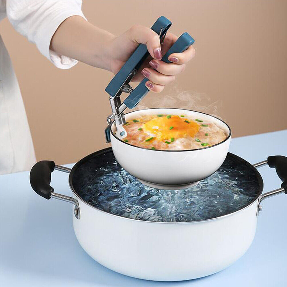 Camping Frying Pan Tongs Gripper Stainless Steel Cookware Holder Clip Clamp