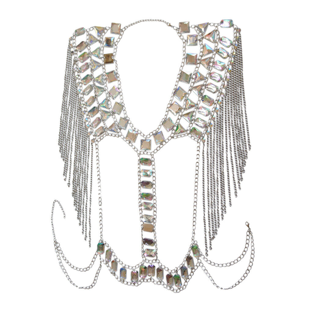 Fashion Tassel Crystal Shoulder Body Chain Harness Necklace Jewelry