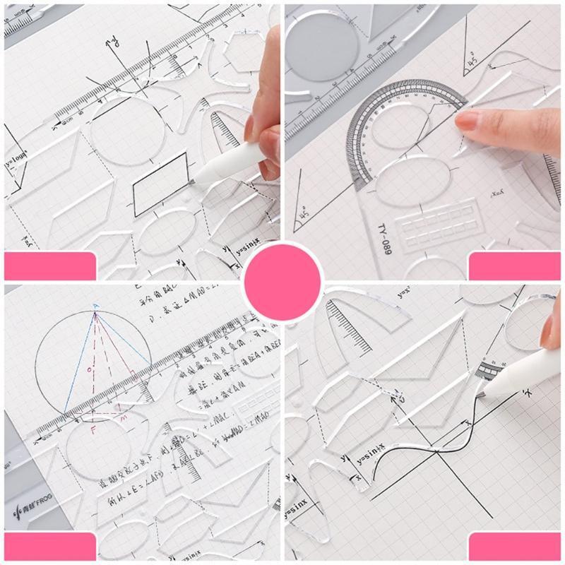 1 Pc Multifunctional Geometric Ruler 7.56x4.53in with Protractor for Geometry