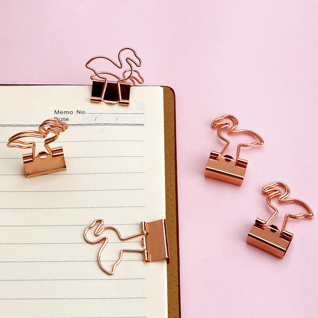 20 Pieces Cute Flamingo Metal Foldback Binder Clips Stationary Paper Clips