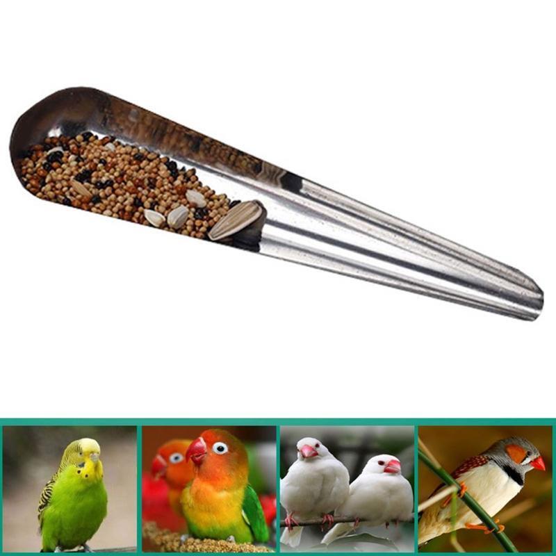 Bird Pointed Seed Dispenser Feeding Spoon Stainless Steel Parrot Feeder Supplies