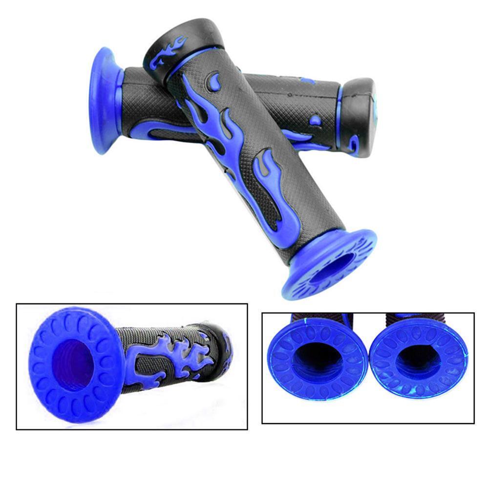 2pcs Blue Flame Soft TPR Universal Motorcycle Bicycle Handlebar Hand Grips