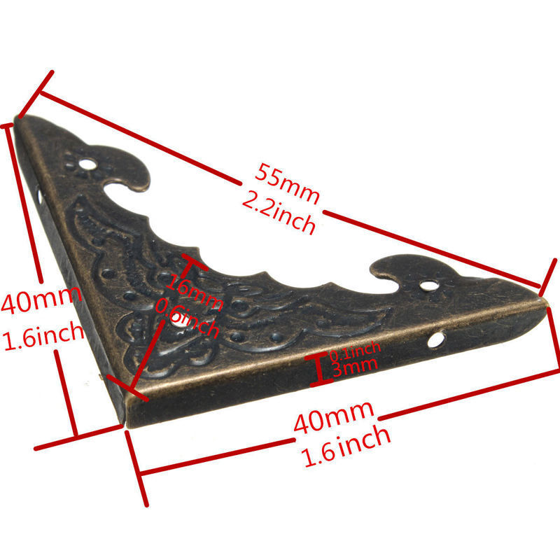 12Pcs Bronze Wood Case Gift Jewelry Box Feet Leg Decorative Corner Protector