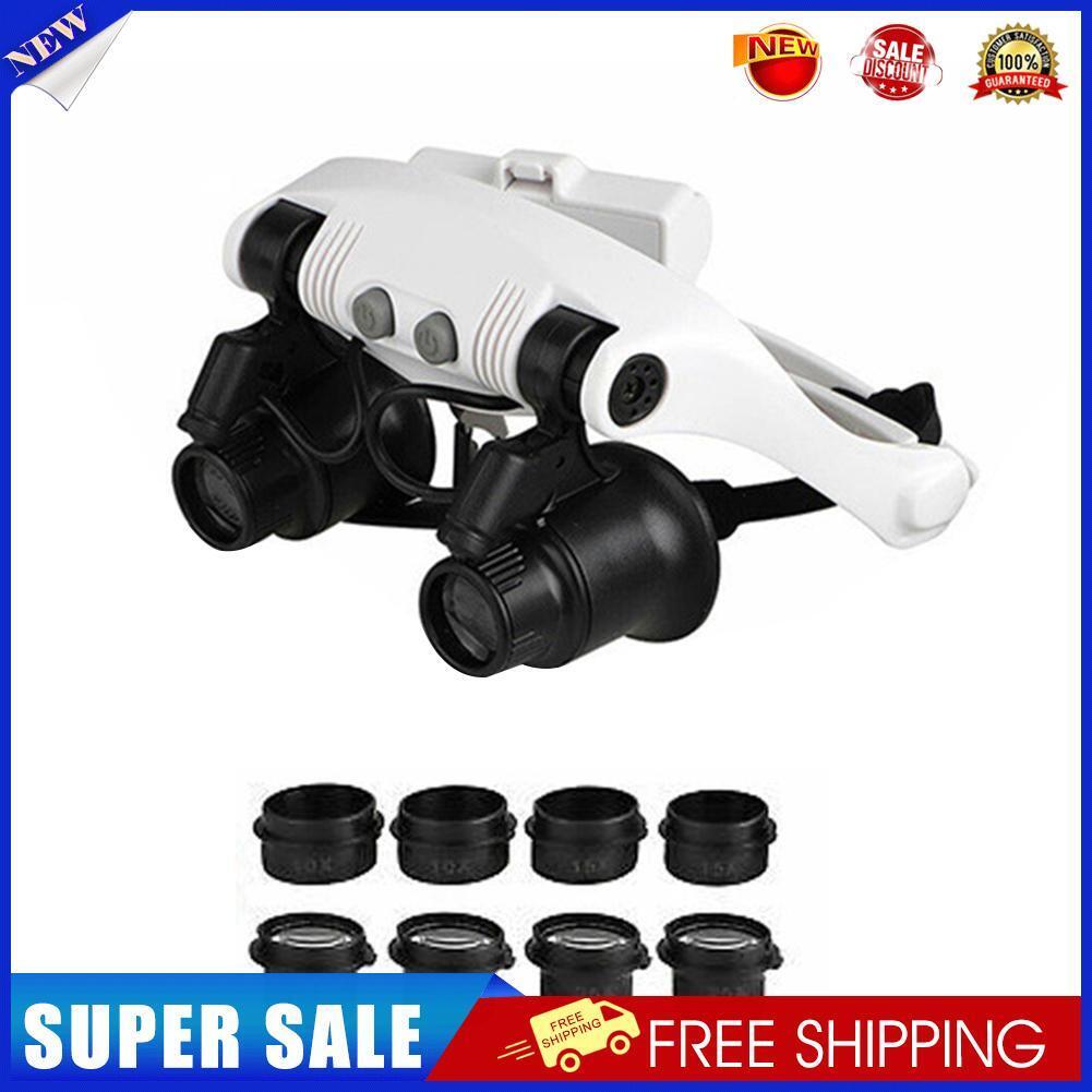 Tattoo Magnifying Glasses LED Light Headband Magnifier Loupe with 5 Lens