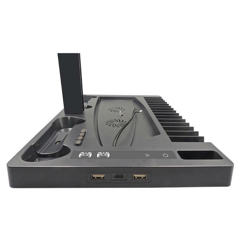 Multifunctional Cooling Stand Base Fan Cooler for PS5 Host with Headset Rack