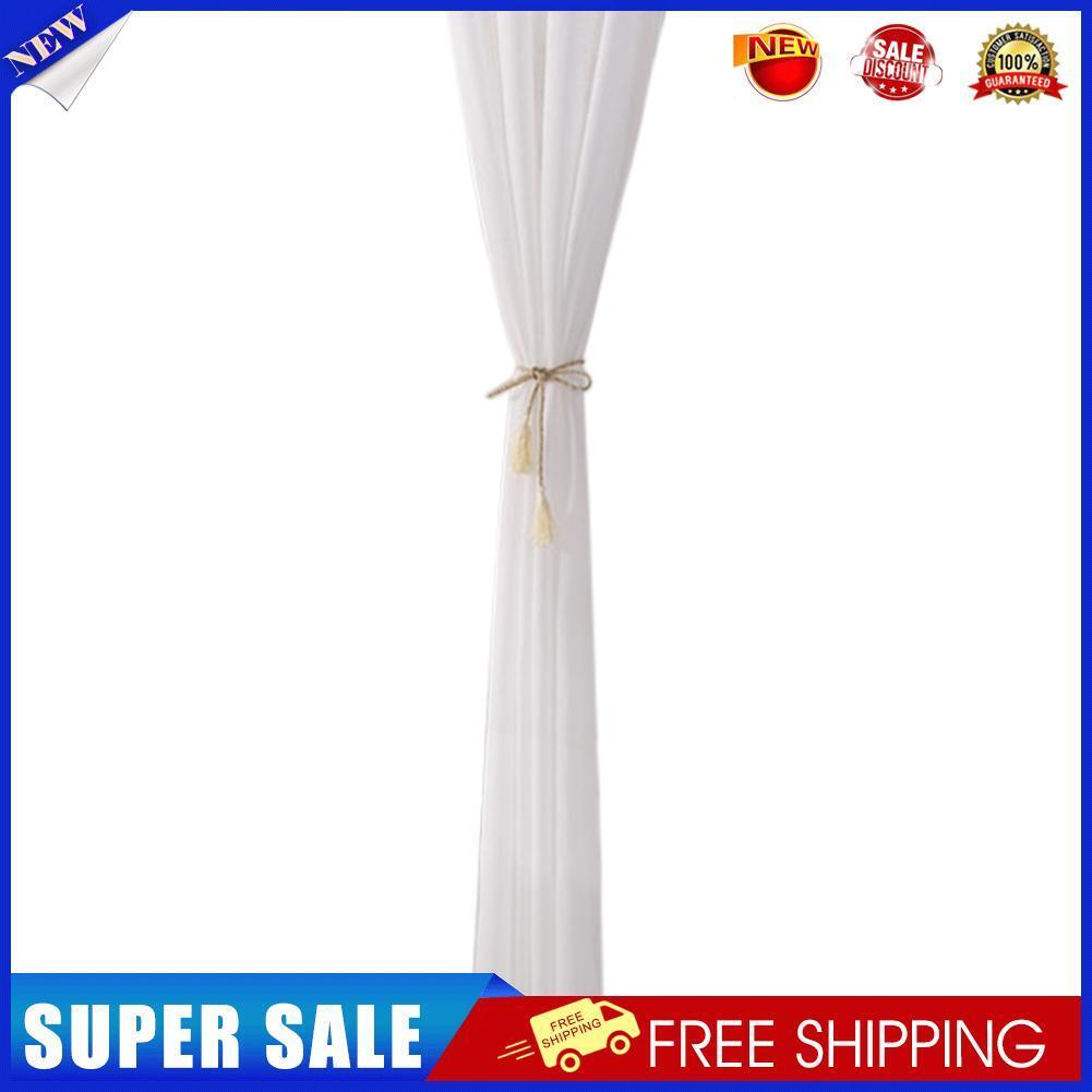 Solid White Yarn Curtain Window Tulle Curtains for Living Room