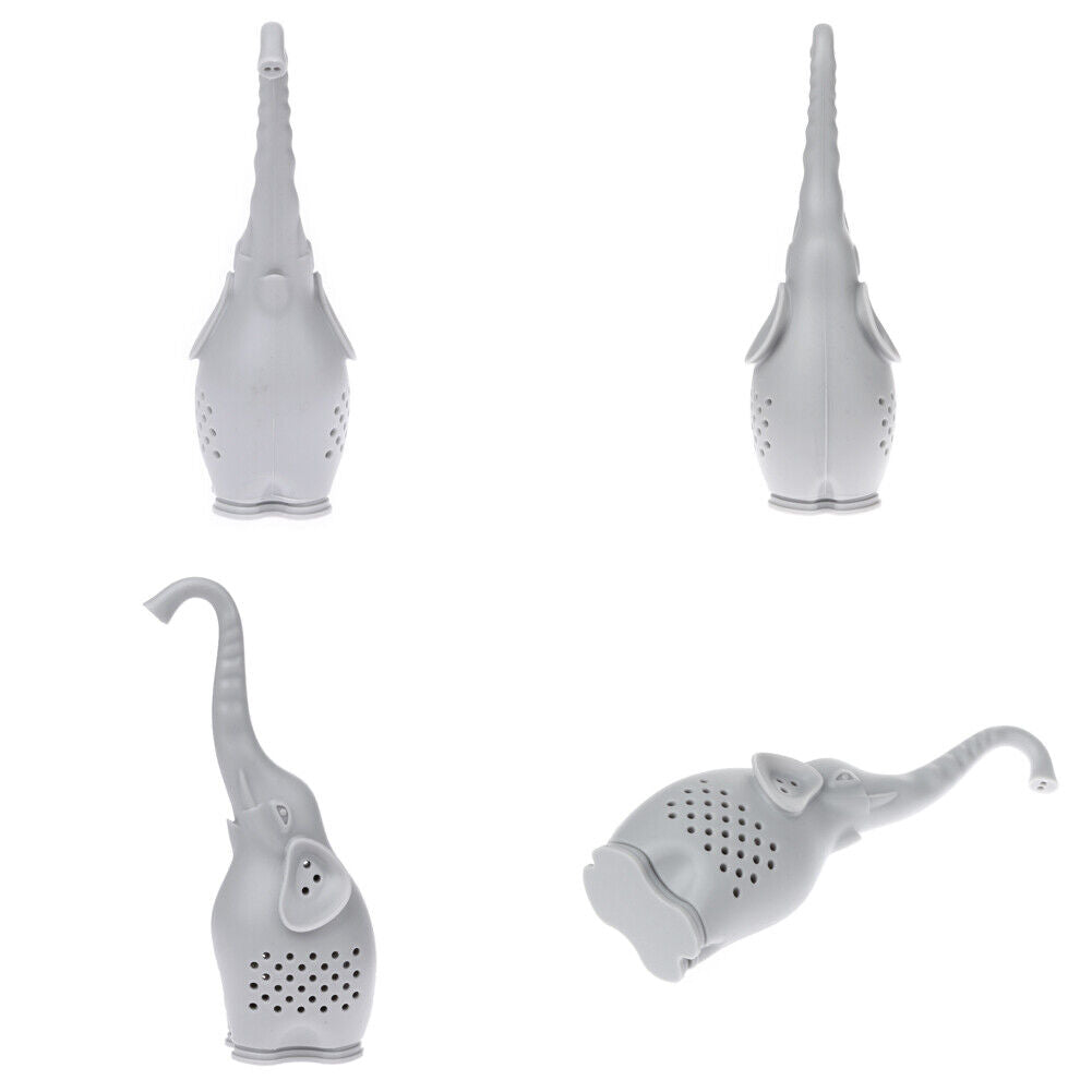 Silicone Elephant Shape Mug Cup Loose Leaf Herb Filter Tea Infuser (Gray)