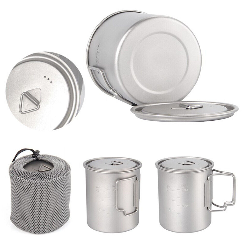 600ml Titanium Camping Mug Cup Travel Wild Survival Tourist Picnic Utensils