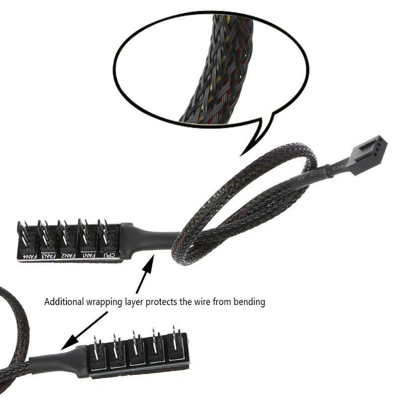 1 To 5 4-Pin Molex TX4 PWM PC CPU Cooling Fan Splitter Adapter Cable 5 Way Hub