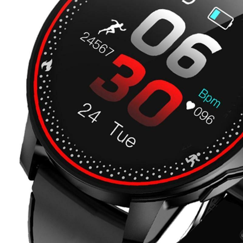 R18 Smart Watch IP68 Waterproof Sport Fitness Tracker Heart Rate Monitor Men Red