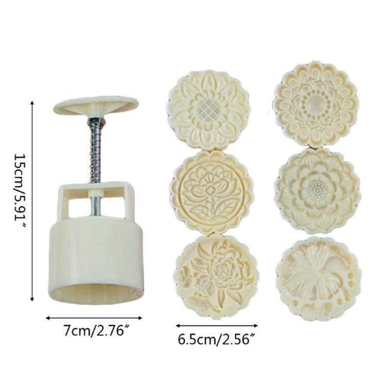 Hand-Pressure Moon Cake Mould Flowers Cake Moon Stamp Lotus Shape Pastry Tool