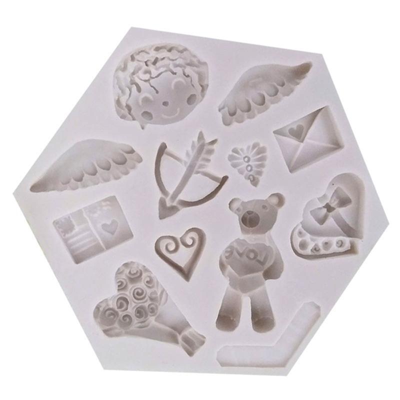 Cute Bear & Hearts Shaped DIY Fondant Mould Candy Mold Chocolate Gumpaste Moulds