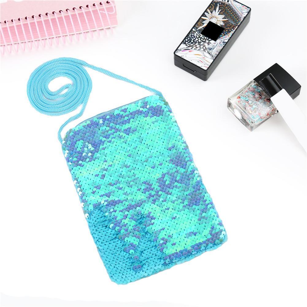 Double-sided Sequins Shoulder Handbags Women DIY Messenger Phone Bags (2)