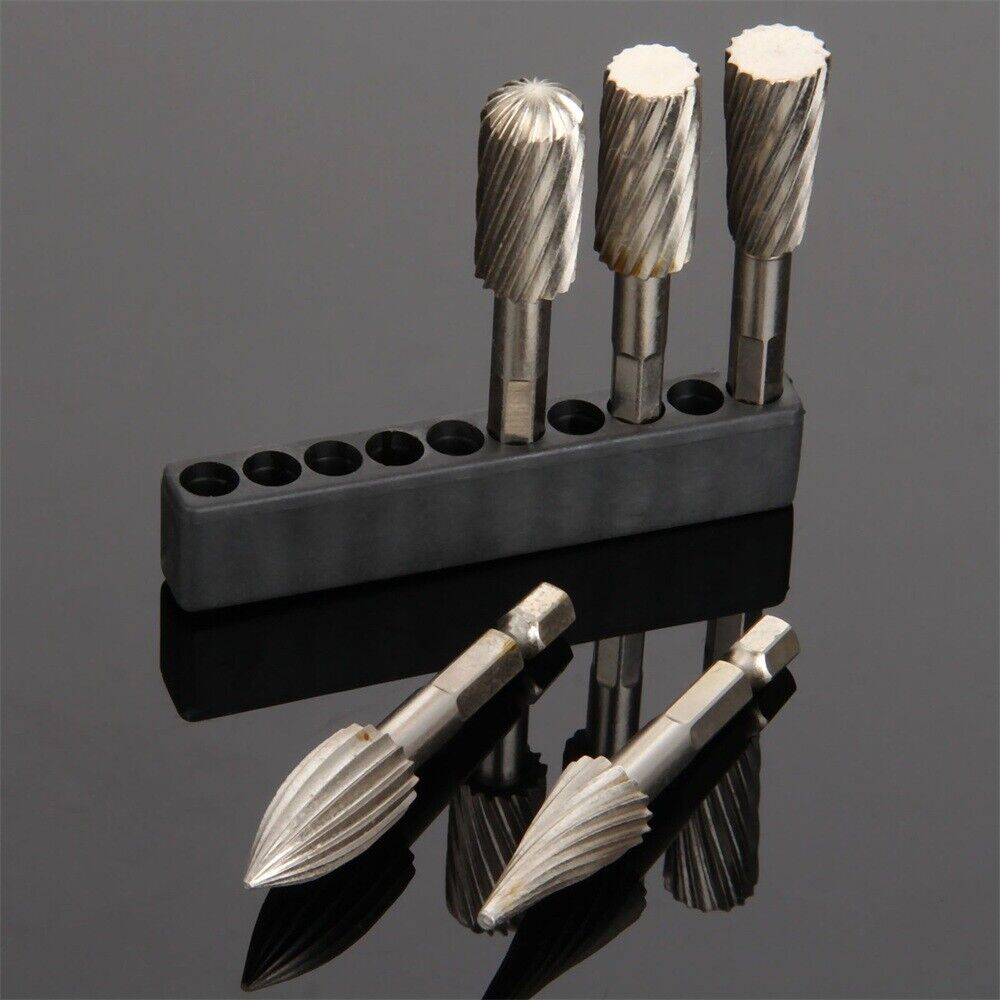 5pcs 0.25" Shank Rotary Tool Polishing Rotary Bur Cutter Tools Six Angle Handle