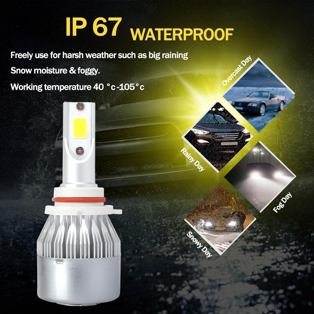 2pcs LED Car Light Bulbs 9005 36W 3000K COB Auto Headlight Fog Lamp Bulbs