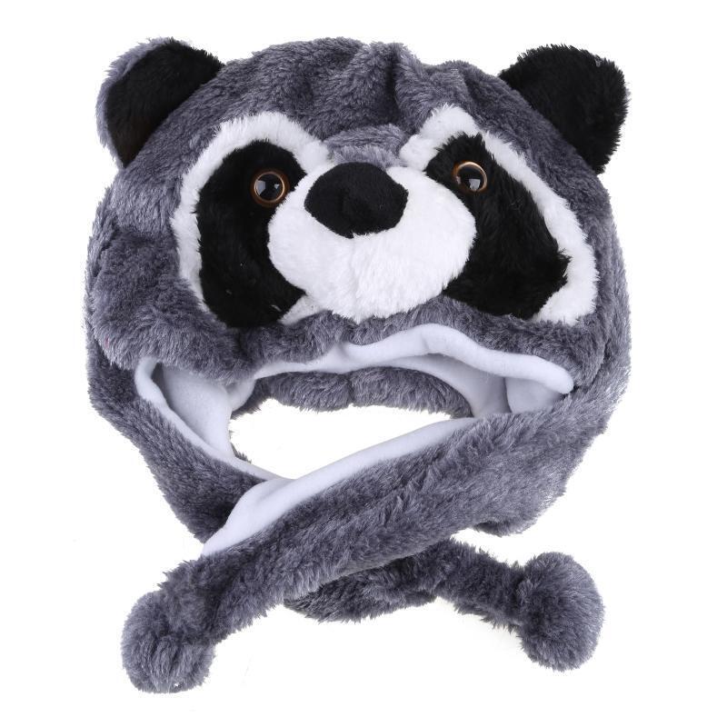 Raccoon Animal Plush Hat for Boys Girls Women Men Halloween Costume Beanies Cap