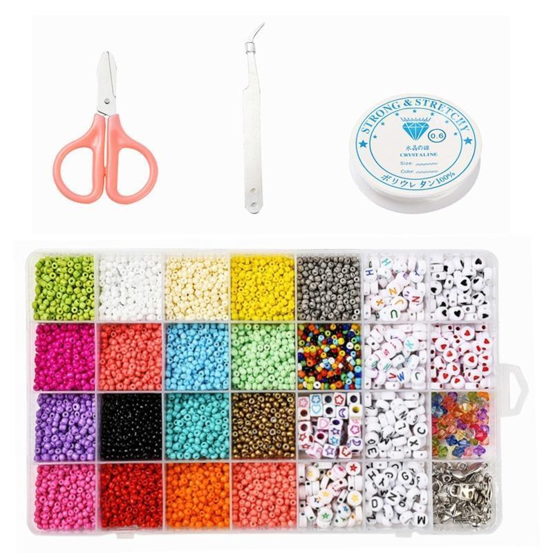 Glass Rice Beads Love Heart Beads Kit DIY Bracelet Beads Jewelry Accessories