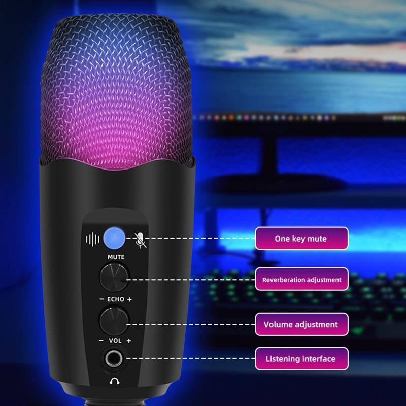 RGB Condenser Microphone Microphone Touch Mute Mobile Phone Computer Live