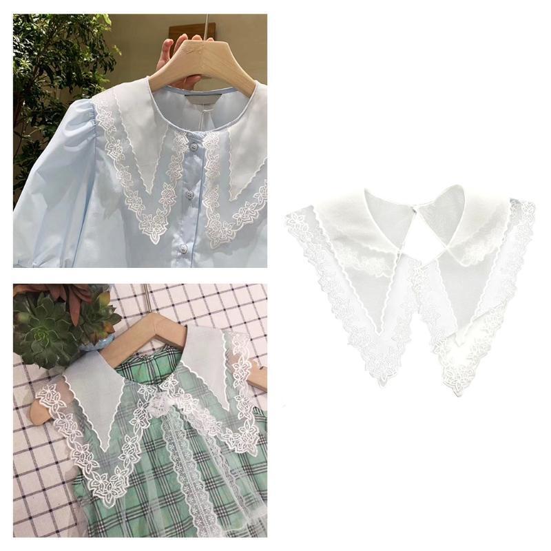 Embroidery Round Neck Lace Neckline DIY Collar Floral Chiffon Applique Patches