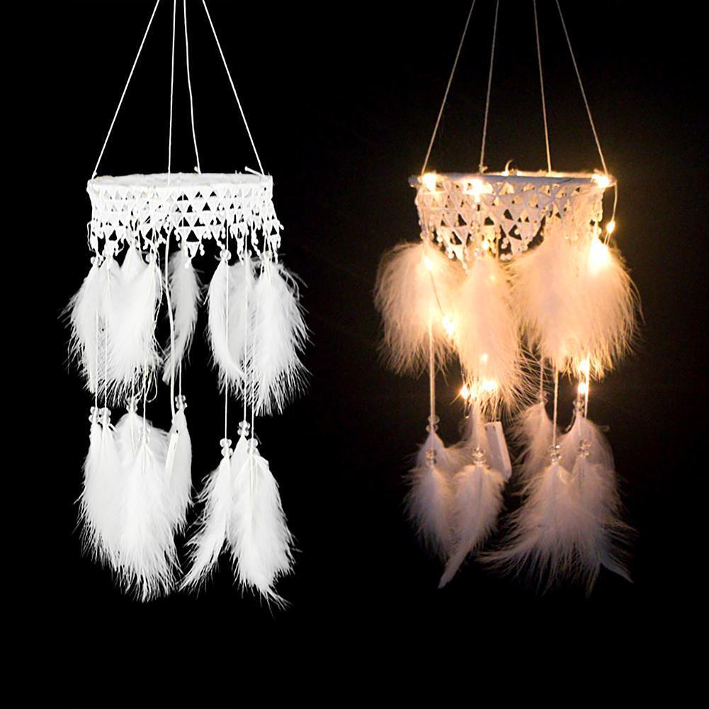 Feathers Stars Moon Dream Catcher LED Light String Hanging Pendant (White)