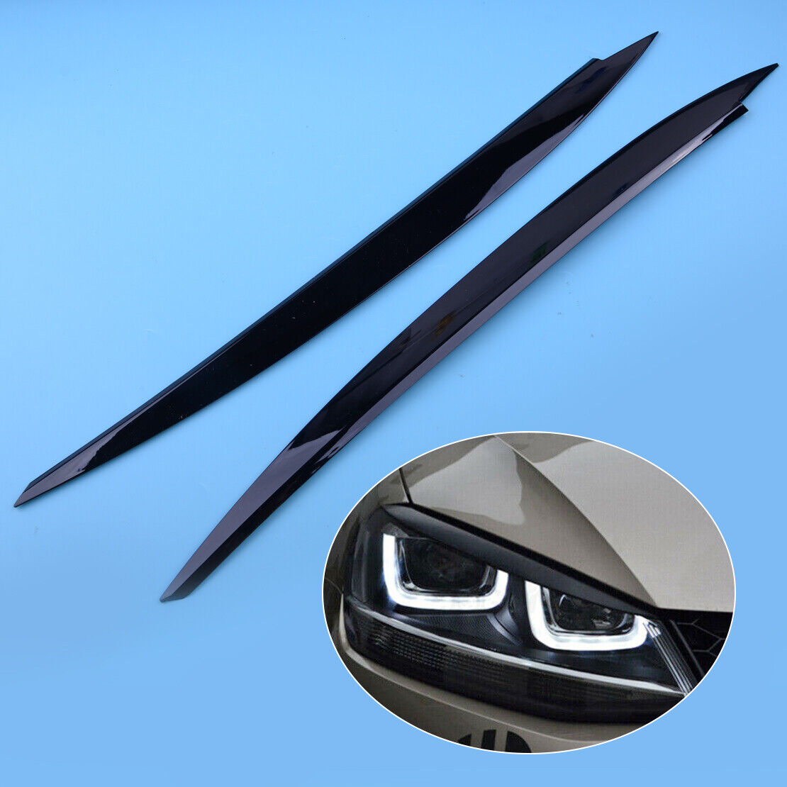 2pcs Headlight Eyebrow Eyelid Cover Trim Fit For VW Golf 7 GTI GTD GTE R MK7 Ly