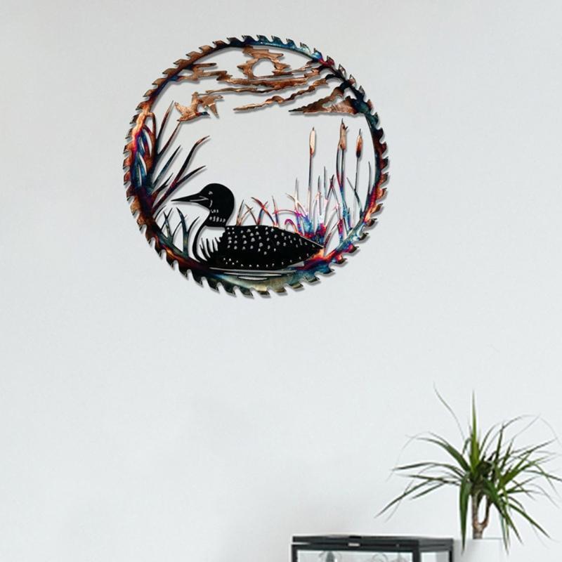 Metal Wall Art Decor Duck Bird Sculpture Hanging for Living Room Bedroom Garden