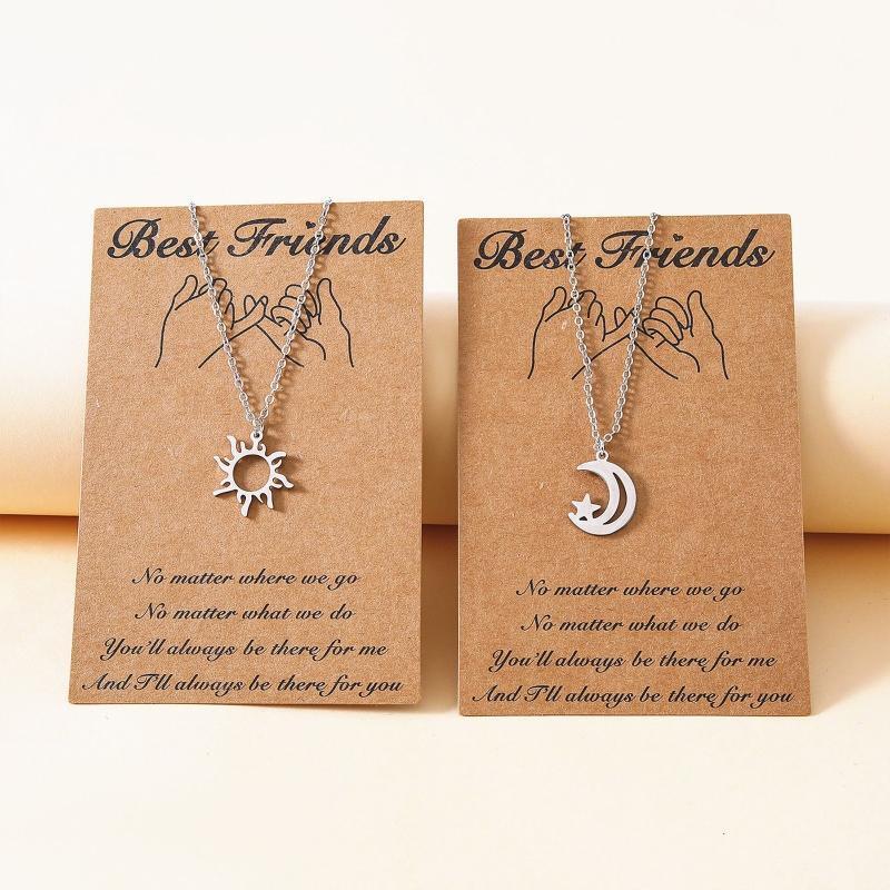 Moon Star Sun Pendant Necklace Fashion Jewelry Gift for Women Teen Girls Couple