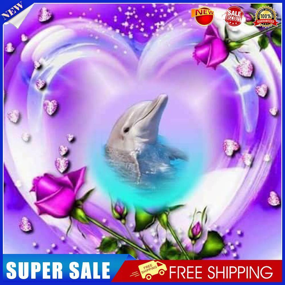 Love Dolphin 5D DIY Full Round Drill Diamond Painting Cartoon Animal Mosaic