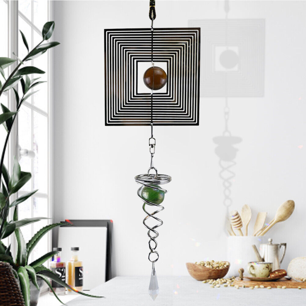DIY Rotating Wind Chime Novelty Metal Hanging Sculpture Wind Chime Bell (C)