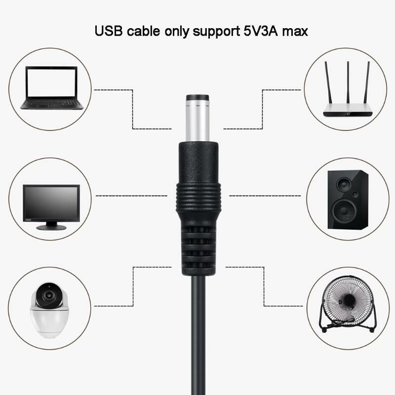 11in1 5V USB to DC 5.5x2.1mm Plug Charging Cord for Fan Speaker Router Cellphone