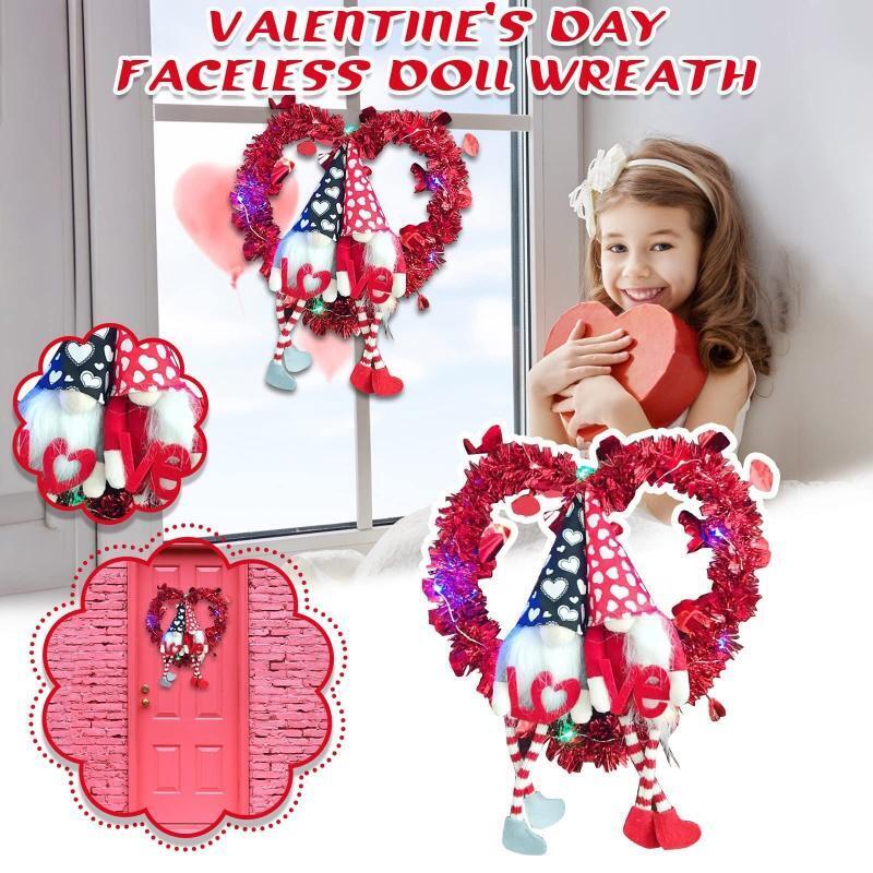 Valentine's Day Decorations Gnome Wreath for Front Door Wall Hanging Ornament