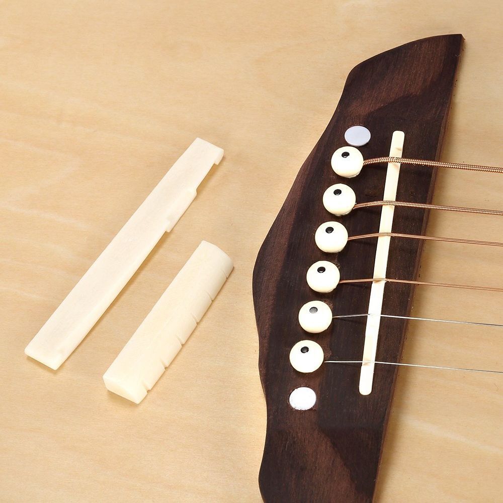 Easy To Install Acoustic Guitar Parts Bridge Pins & Nut & Saddle Plastic