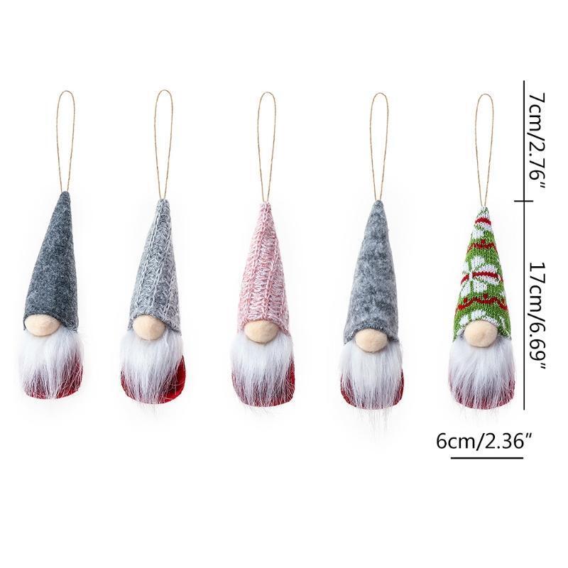 Christmas Tree Hanging Gnomes Ornaments Set of 5 Swedish Handmade Wool Santa Elf