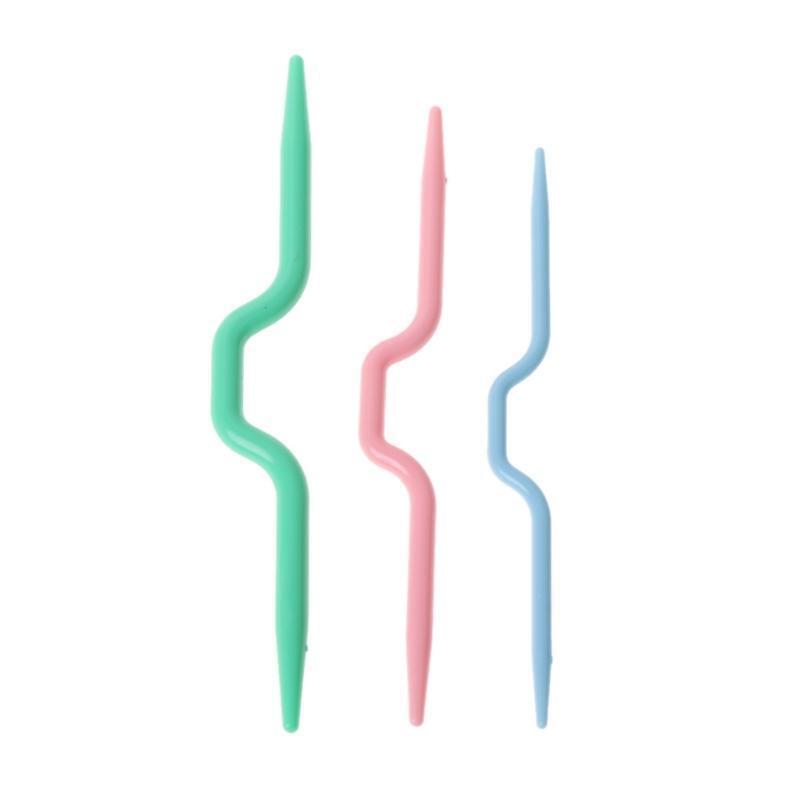 3pcs Plastic Twist Curved Needles Scarf Sweater Knitting DIY Weaving Tool Craft