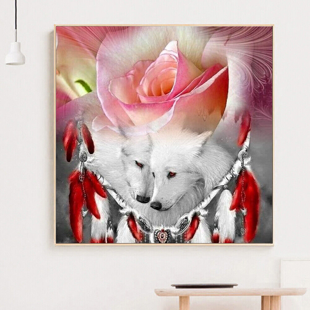 Diamond Round Drill DIY Wolf Dream Catcher Picture 5D Full Art Painting Kit