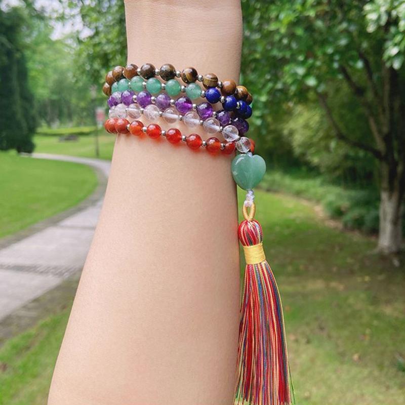 Meditation Tree of Life Pendant Bracelet Hand-knotted Colorful Crystal Necklace