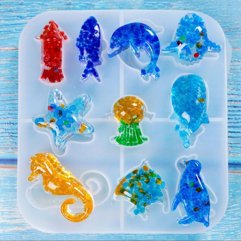 DIY Jewelry Marine Style Crystal UV Epoxy Mold Creative Starfish Penguin Shape