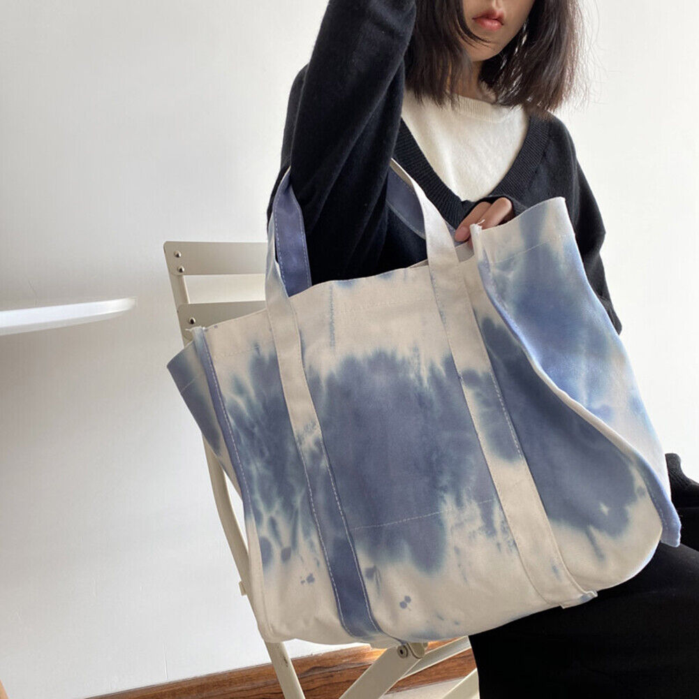 Ladies Large Capacity Canvas Tie Dye Underarm Bags Fashion Tote Handbags