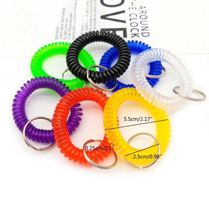 Fashion Spirl Bracelet 50pcs Mixed Wrist Coil Keychain Stretch Wristband Keyring