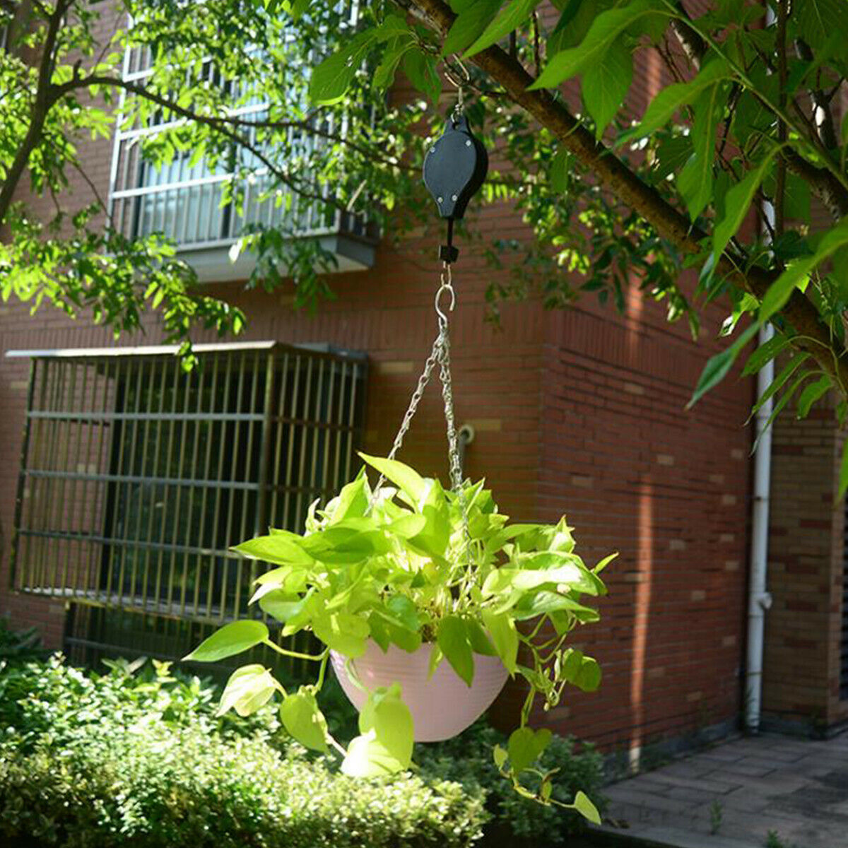 1pc Retractable Pulley Hanging Basket Pull Down Hanger Garden Plant Pots Hooks