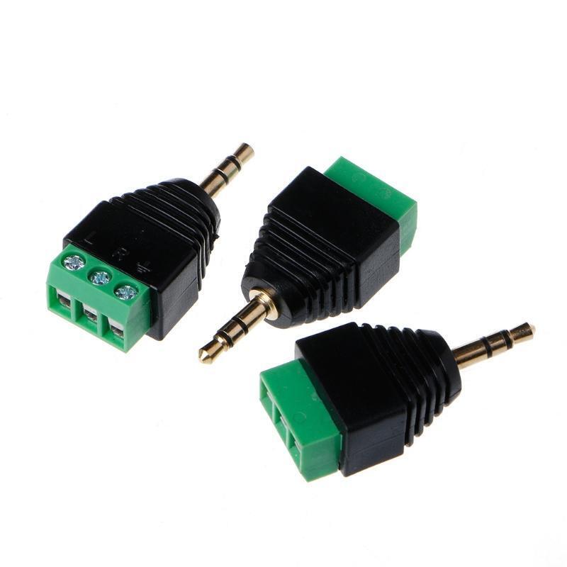 3 Pcs Video AV Balun 3.5mm 1/8" Stereo Male to AV 3 Screw Terminal Plug