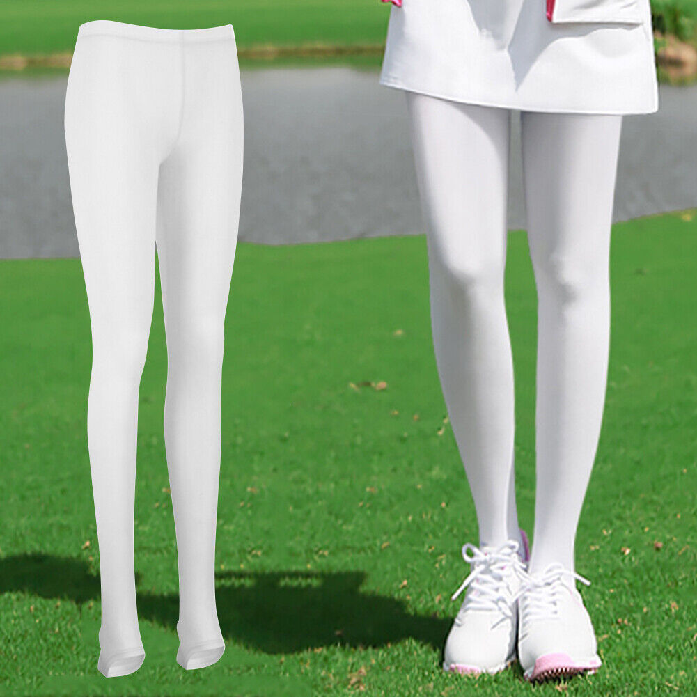 Women Golf Elastic Legging Stocking Sunscreen Ice Silk Pants (White)
