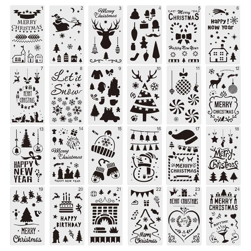 Drawing Templates Hollow Out Painting Stencils with Snowflakes Happy New Year