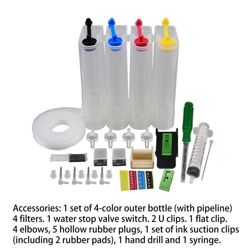 Continuous Ink Supply System for Inkjet Printer Universal Colors Refill DIY Kits