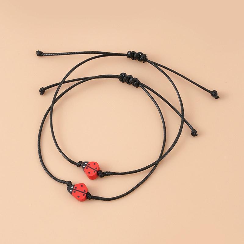 2 Pcs Bff Matching Bracelet Relationship Bracelets with Ladybug Charm Pendant