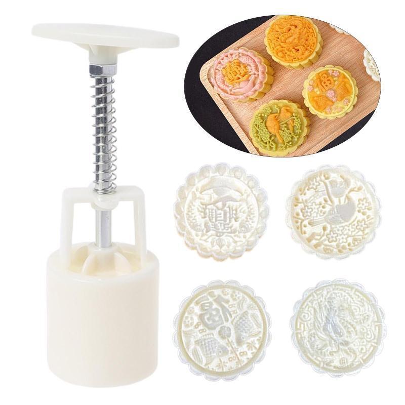 100g Mid-Autumn Theme Mooncake Mold Pastry Stamp Mooncake Moulds Hand Pressure